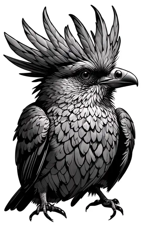 bird alf realistic half pixel art representation tattoo design idea