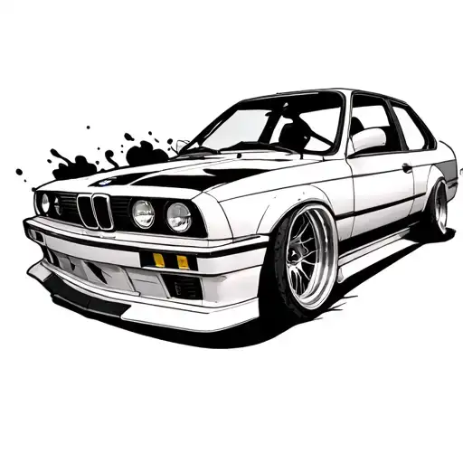 Bmw E30 burnout tattoo design idea
