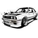 Bmw E30 burnout tattoo design idea