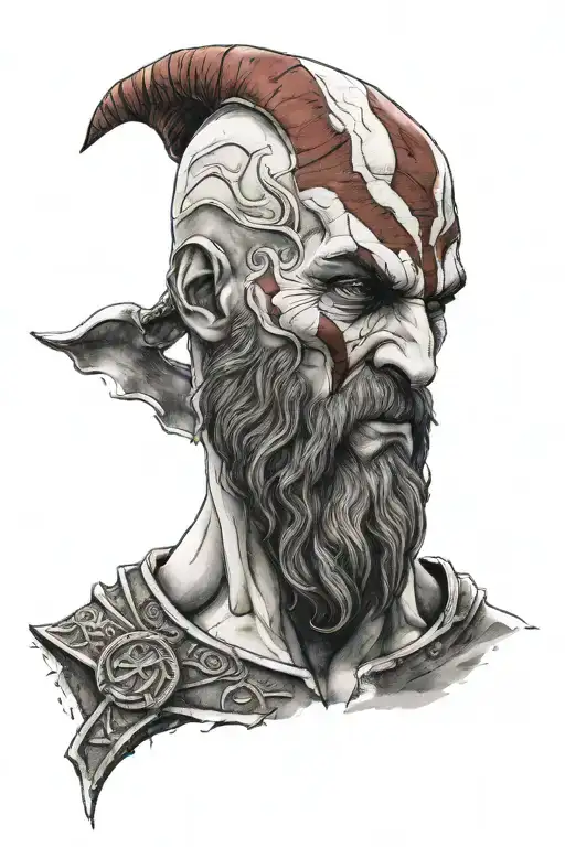 kratos and nordique symbole tattoo design idea