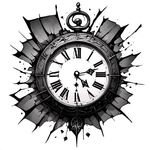 Broken Clock tattoo design idea