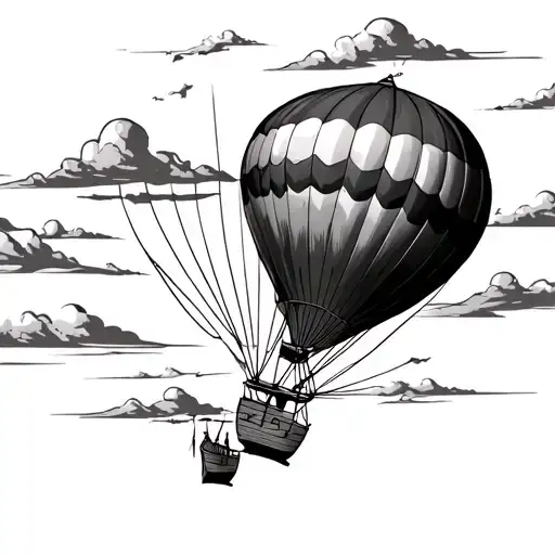 hot air balloon tattoo design idea