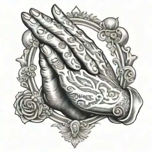 praying hands with Maria forearm tattoo tattoo design idea