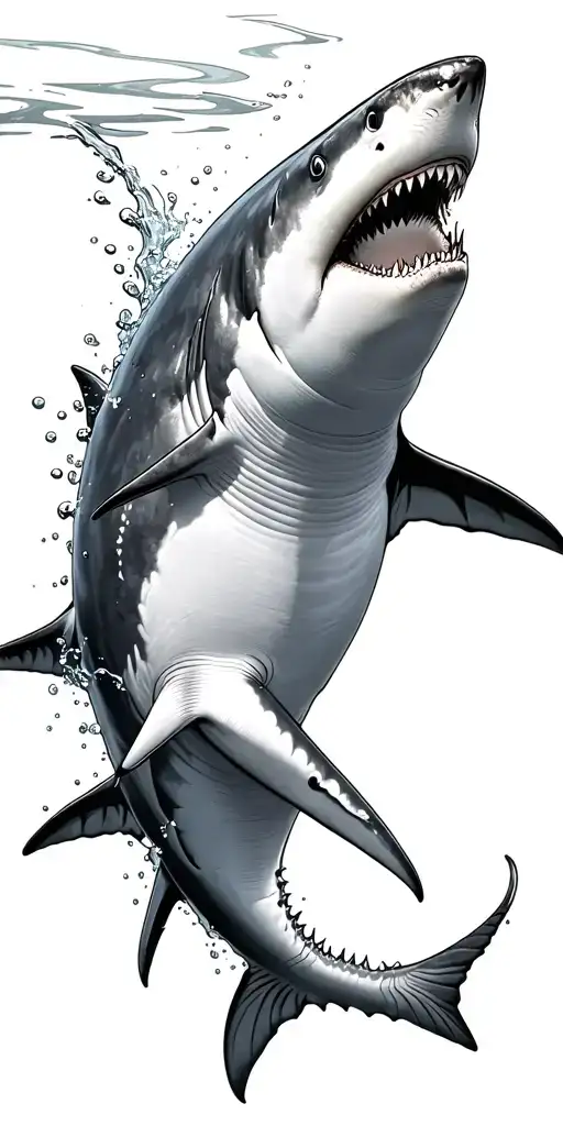 a intimated shark swimming tattoo design idea