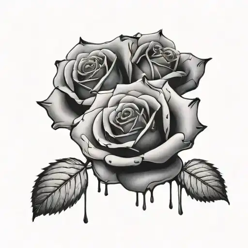 roses with liquid dripping from the bottom tattoo design idea