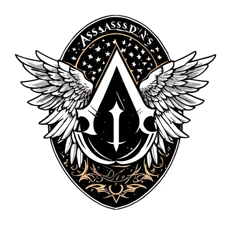 assassins creed symbol with wings tattoo design idea