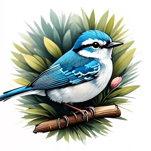 superb blue wren sitting one tattoo design idea