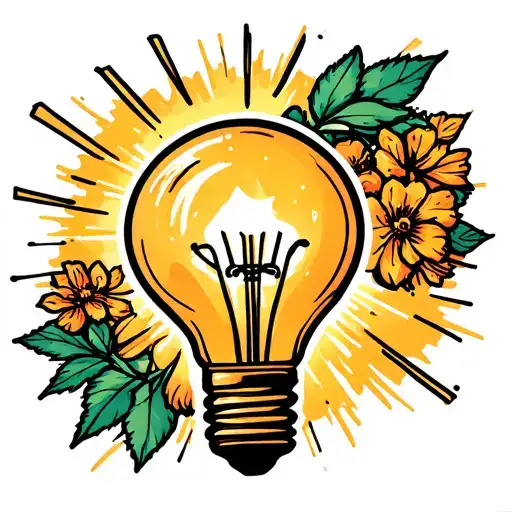 light bulb shining tattoo design idea