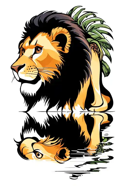 mufasa and simba reflection tattoo design idea