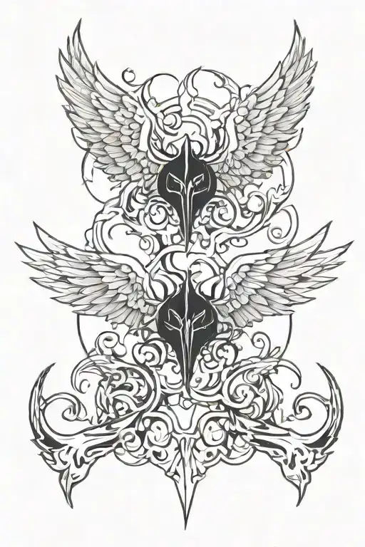 black god and devil wings tattoo design idea