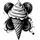 ice cream cone with erica tattoo design idea