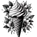 ice cream cone with erica tattoo design idea