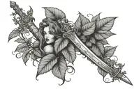 poison ivy plant intertwined with a sword  tattoo design idea