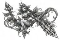 poison ivy plant intertwined with a sword  tattoo design idea