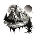 Peter built and mountains tattoo design idea