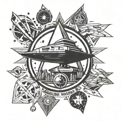 Star Wars and Star Trek logo surrounded tattoo design idea