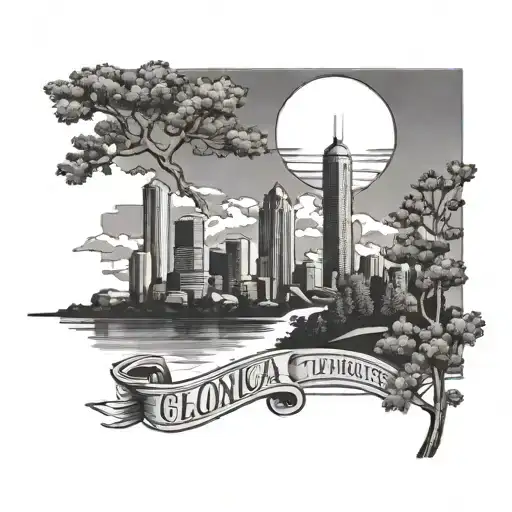 georgia pines and atlanta city skyline tattoo design idea