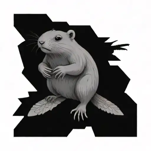 beaver and dragonfly sunshine tattoo design idea