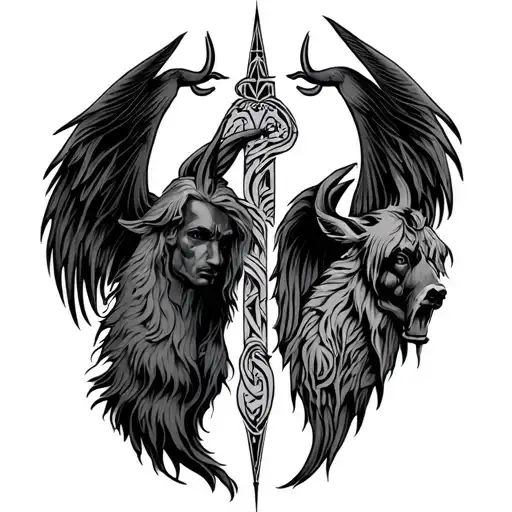Supernatural tattoo Crowley, heaven hell sam and Dean impala symbols tattoo design idea