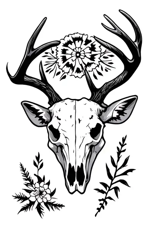 southwestern deer skull tattoo design idea