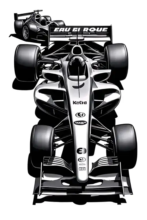 F1 car and eau rogue turn tattoo design idea