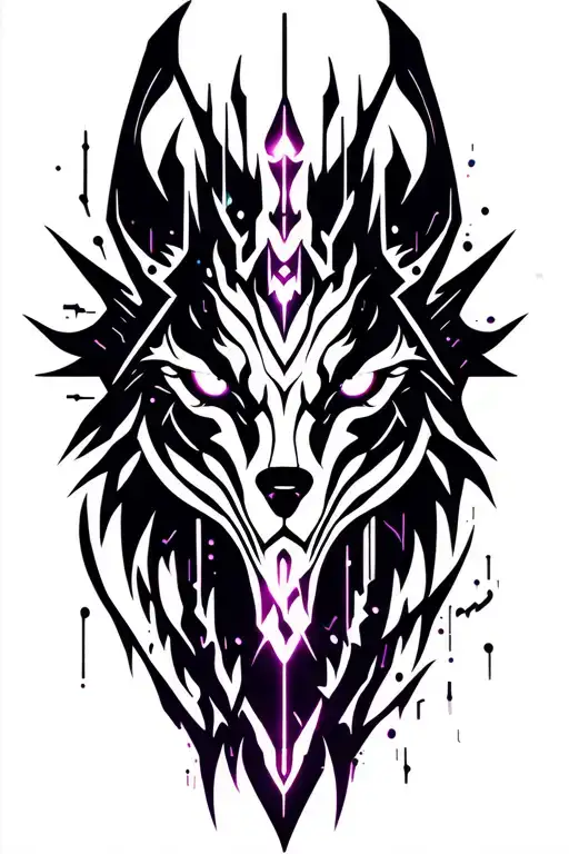 viking tribal tattoo design incorporating symbiote less black more futuristic with a wolf head less black more color tattoo design idea
