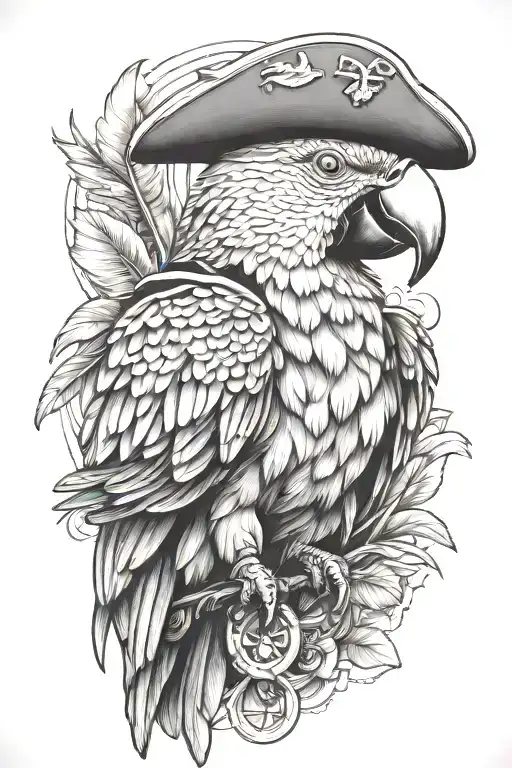 parrot pirate tattoo design idea