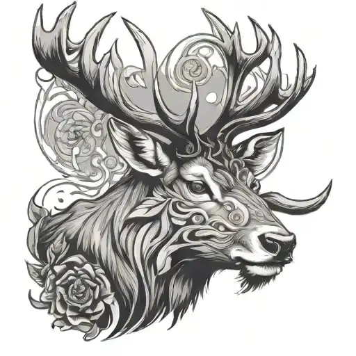 Scottish Stag tattoo design idea