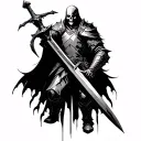 Dark Fantasy death Knight swinging sword tattoo design idea