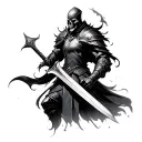 Dark Fantasy death Knight swinging sword tattoo design idea