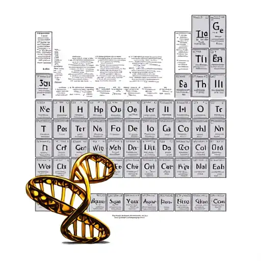 DNA strand with gold periodic table info incorporated  tattoo design idea