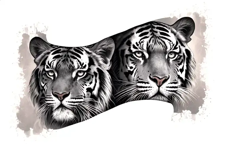 Libra and Tiger face tattoo design idea