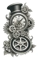 4 leaf clover clock gears tattoo design idea