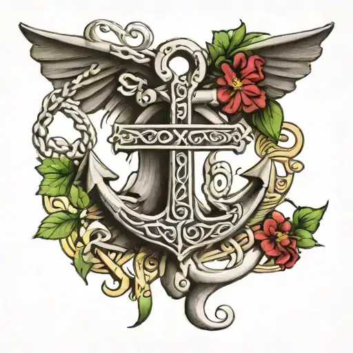 tattoo for the back - an celtic anchor with shamrocks running round it incorporate 3 lions also add in the latin scroll  tattoo design idea