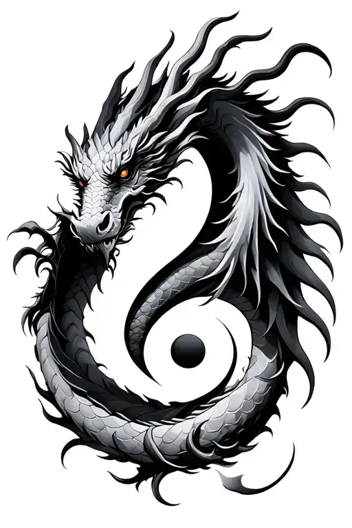 The two-headed dragon from Ying Yang symbol tattoo design idea