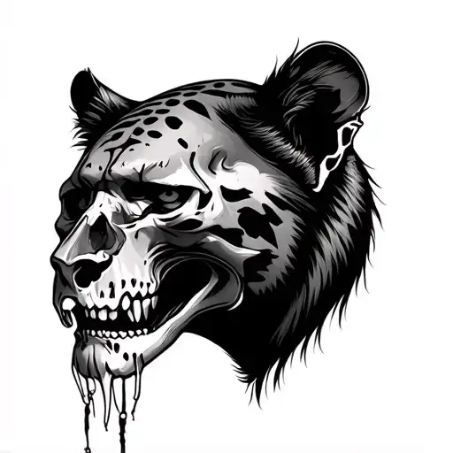 realism Mexican warrior panther skull tattoo design idea