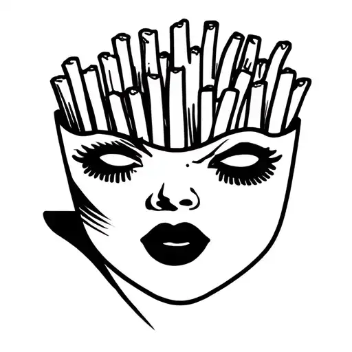 French fry with face tattoo design idea