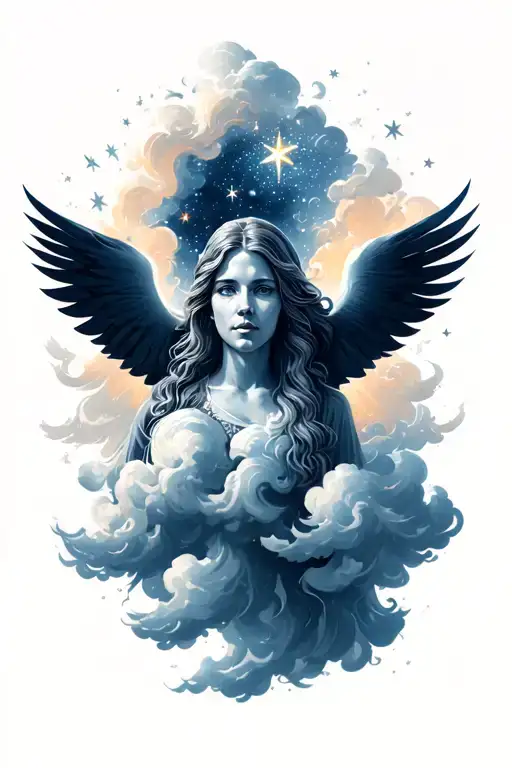 490 with faith over fear clouds and stars tattoo design idea