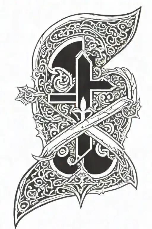 round front facing spartan shield  in blue and black adorned with a cross and written peacemaker Matthew 5:9 tattoo design idea