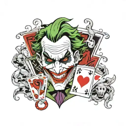 joker with playing cards tattoo design idea