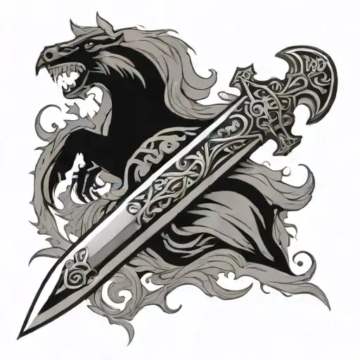 King Arthur sword tattoo design idea