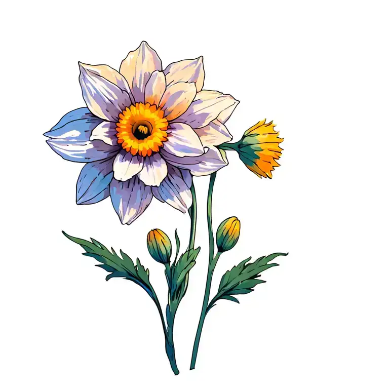 daffodil marigold chrysanthemum tattoo design idea
