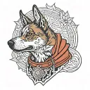 cattle dog warrior tattoo design idea