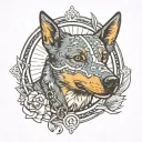 cattle dog warrior tattoo design idea