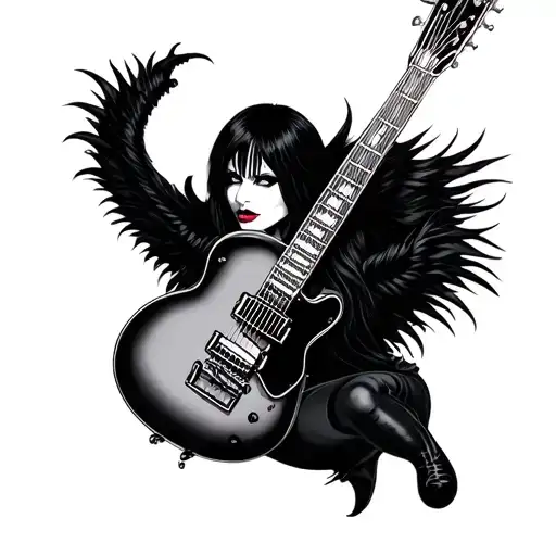 elvira and guitar tattoo design idea