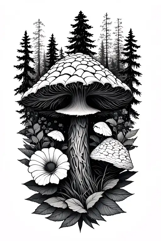 Forearm, nature, geometric, forest, morel, Janyce, feminine tattoo design idea