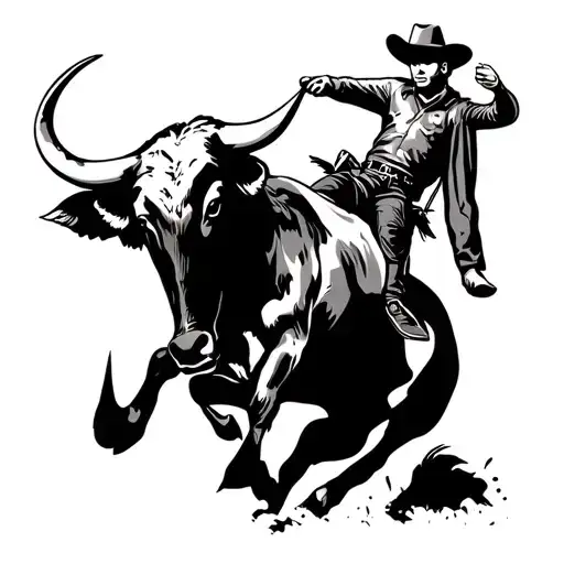 bull rider on a bull tattoo design idea