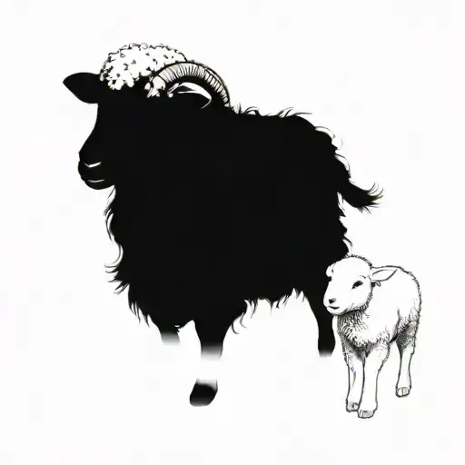 soft detailed lamb with jesus behind it drawing tattoo design idea