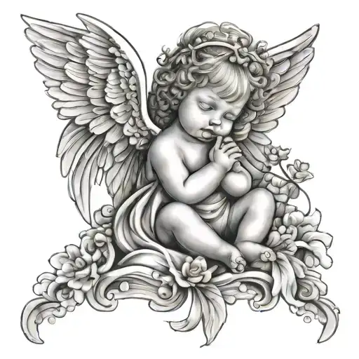 444 baby angel tattoo design idea