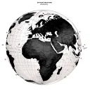 world map with latitude and longitude lines outside of map land area is filled in outside of land area is negative space tattoo design idea